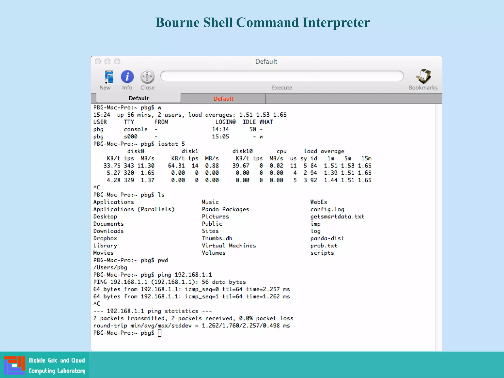 Bourne Shell Command Interpreter
 