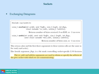 Sockets
 Exchanging Datagrams
 