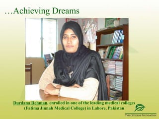 …Scholarship WinnersStandard Chartered Bank Country Manager awarding scholarship to TCF student 1,000 scholarships available to TCF matriculates pursuing higher education with the help of Standard Chartered