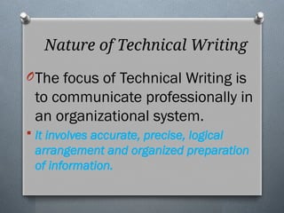 Technical Writing Principles Organization Comprehensive Introduction to Effective Technical Writing Principles | PPTX