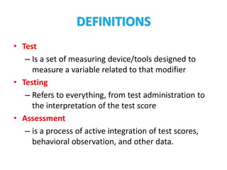 Introduction totestingandassessment | PPTX
