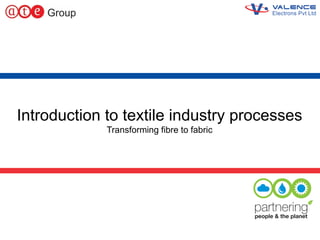 1
Introduction to textile industry processes
Transforming fibre to fabric
 