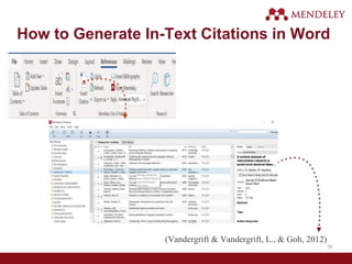 How to Generate In-Text Citations in Word
(Vandergrift & Vandergrift, L., & Goh, 2012)
50
 