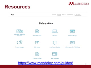 61
Resources
https://www.mendeley.com/guides/
 
