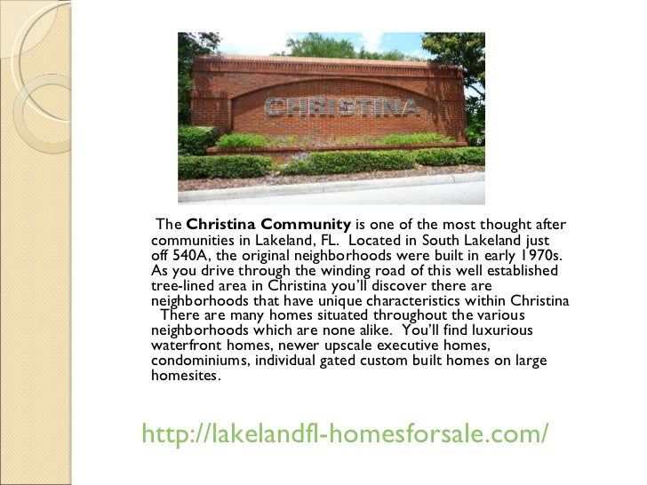 Introduction to the Christina Community of Lakeland FL