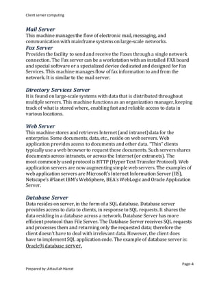 Introduction to the client server computing By Attaullah Hazrat | DOCX