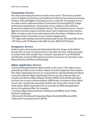 Introduction to the client server computing By Attaullah Hazrat | DOCX