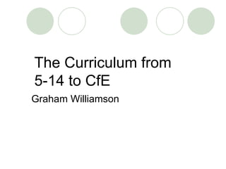 The Curriculum from  5-14 to CfE Graham Williamson 