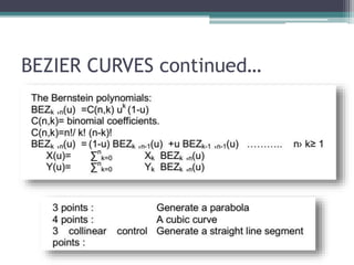 BEZIER CURVES continued…
 