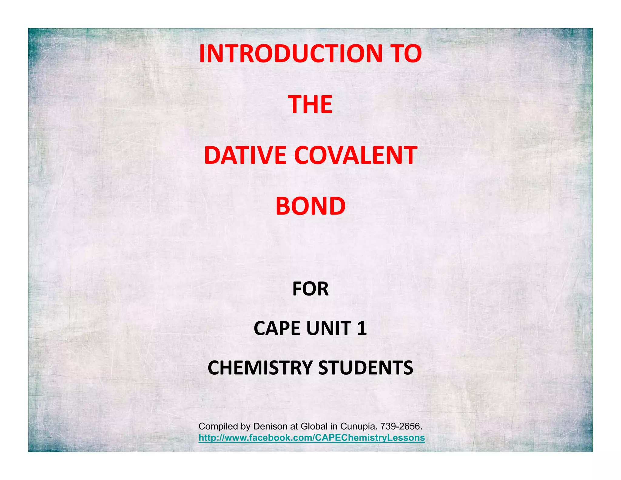 Introduction To The Dative Covalent Bond | PDF