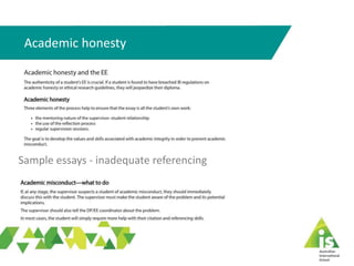 Academic honesty
Sample essays - inadequate referencing