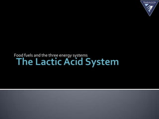 Food fuels and the three energy systems
 