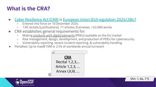 Introduction to the European Union Cyber Resilience Act (CRA) | PDF