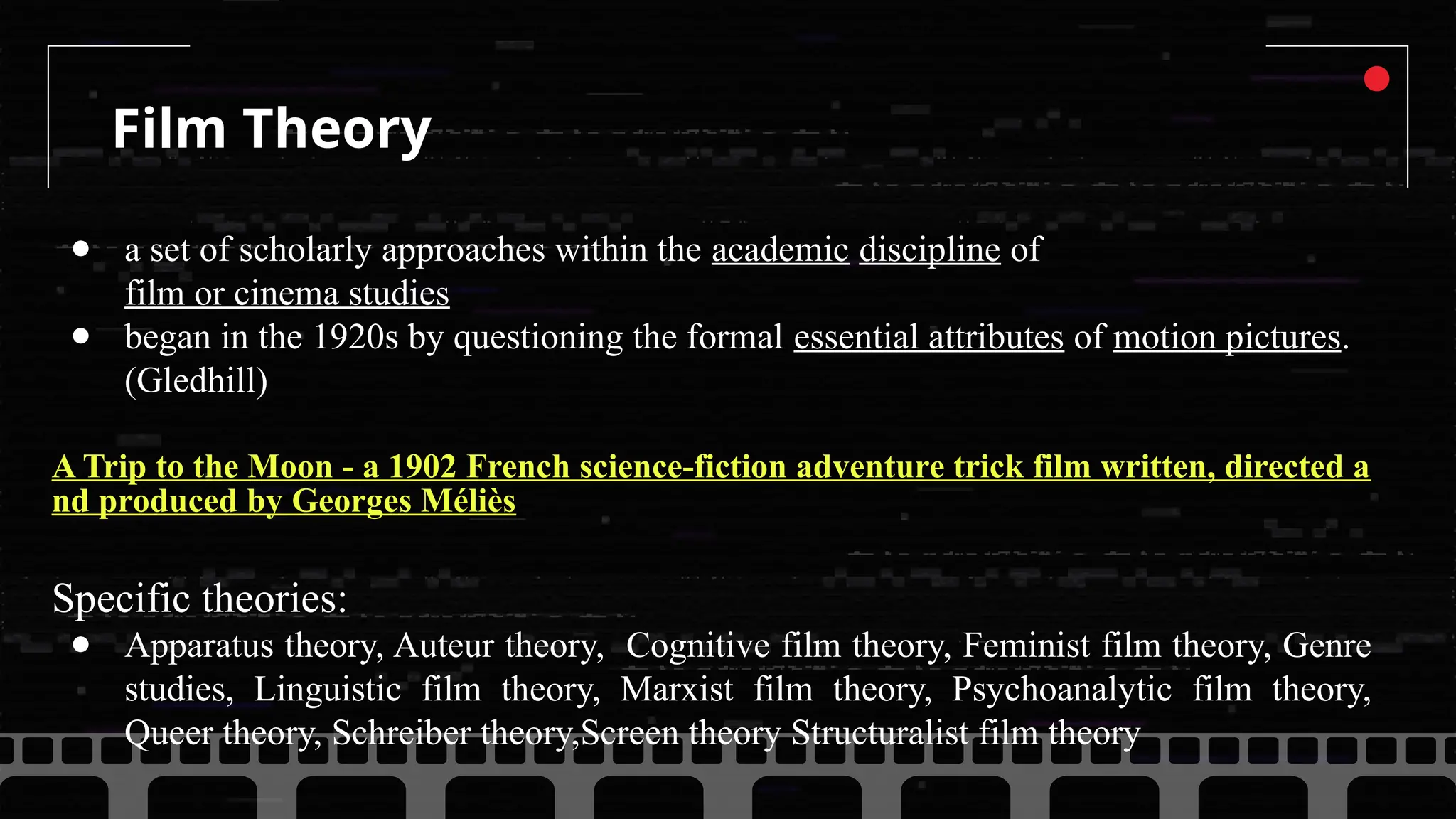 Coursework Presentation : Introduction to the Film Studies, Film Theory ...