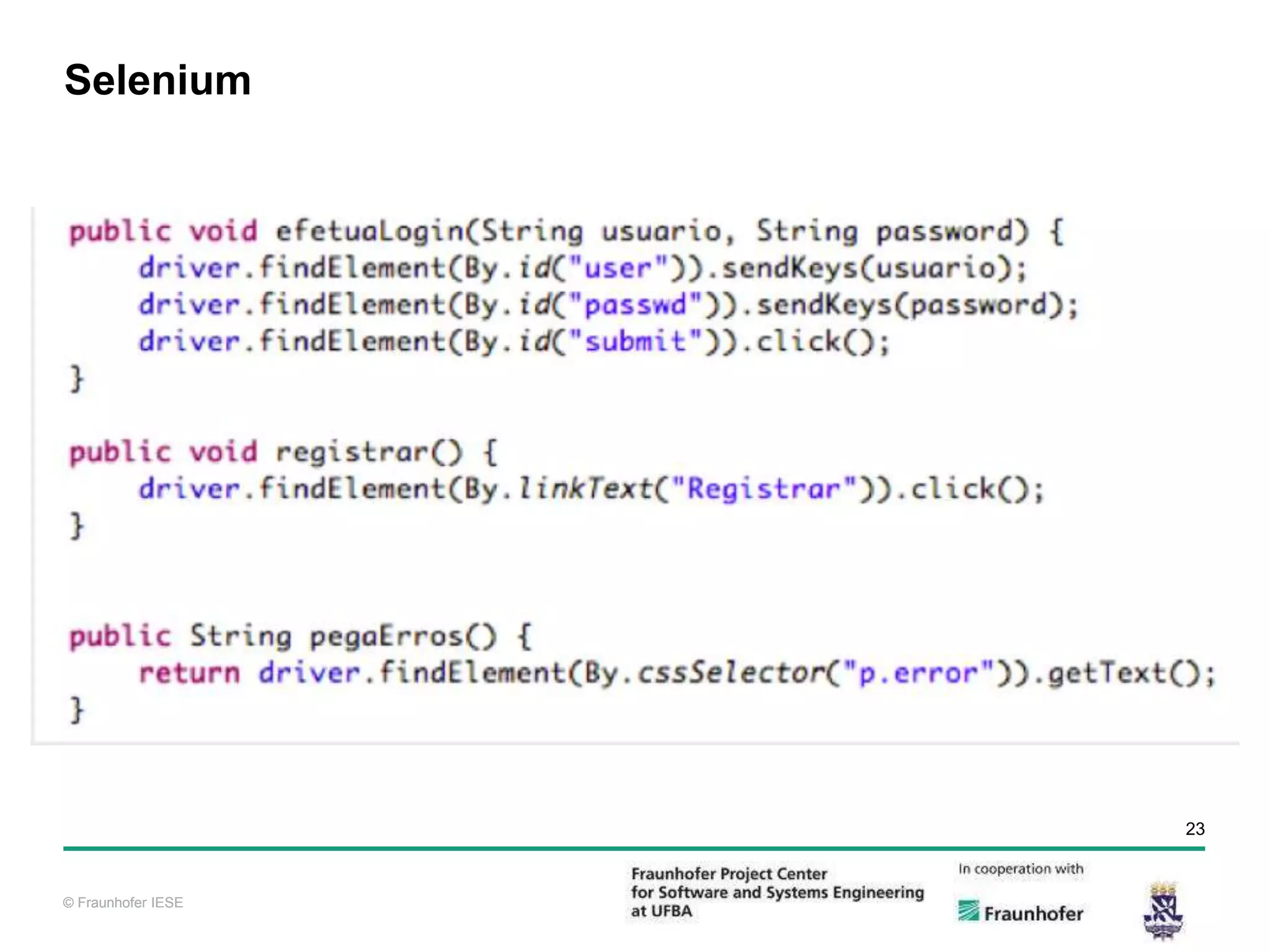 © Fraunhofer IESE 23 © Fraunhofer IESE Selenium 