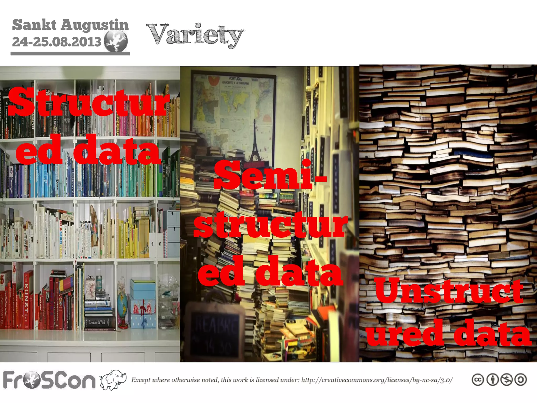 Sankt Augustin
24-25.08.2013 Variety
Structur
ed data
Semi-
structur
ed data Unstruct
ured data
 