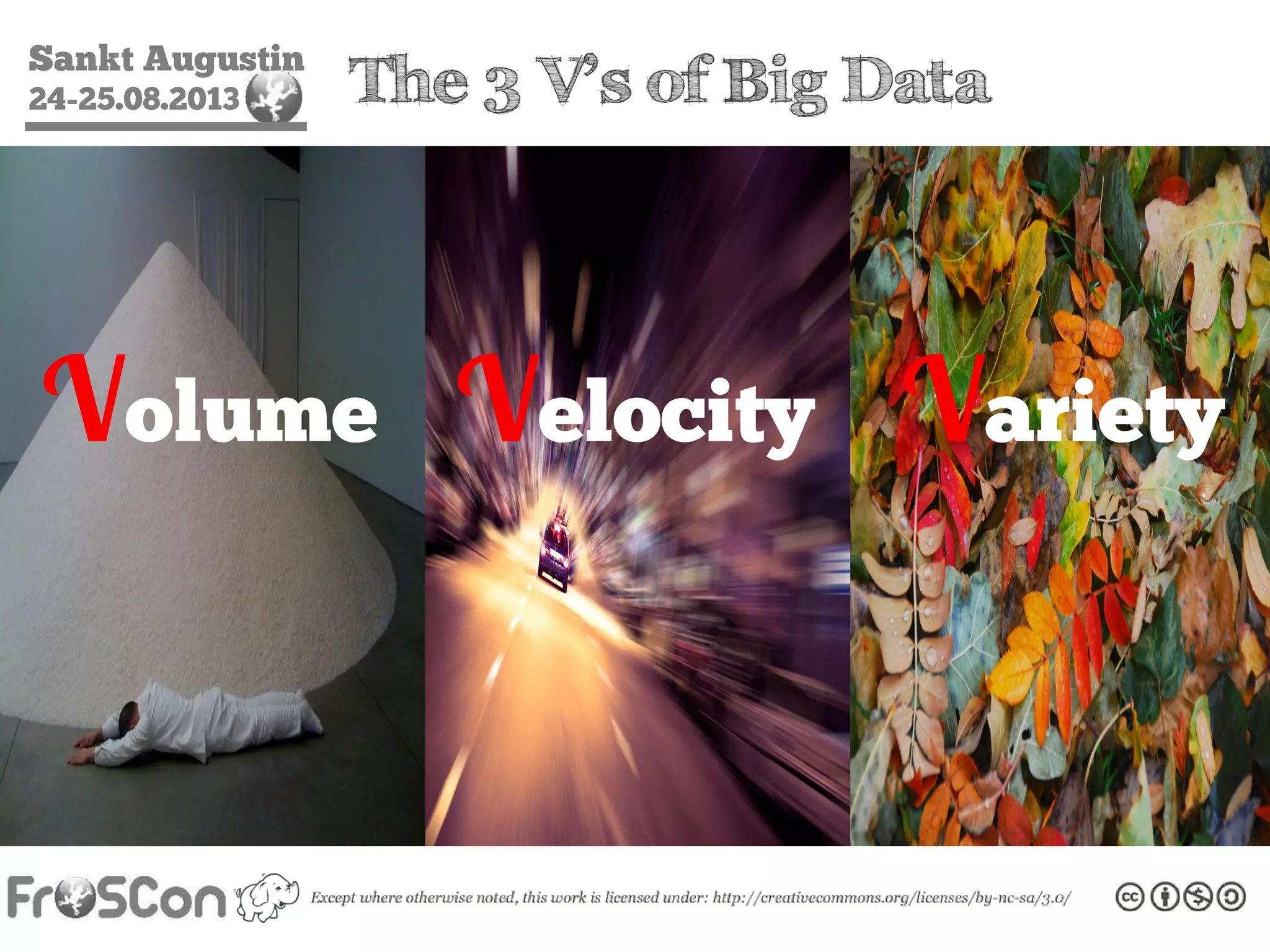 Sankt Augustin
24-25.08.2013 The 3 V’s of Big Data
VarietyVolume Velocity
 