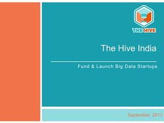 The Hive India
September, 2013
Fund & Launch Big Data Startups
 