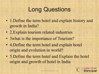 INTRODUCTION TO THE HOSPITALITY INDUSTRY