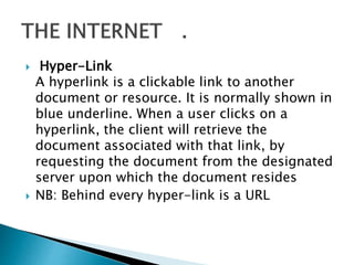 Understanding Hyperlink Introduction to the Internet | PPTX