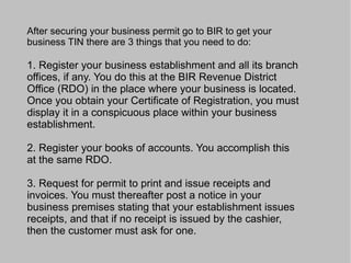 FEES: ¸ Basic Application fee (New/Renewal) - Php 300.00 ¸ Documentary Stamps - Php 15.00 ¸ Surcharge (For renewal of BN beyond 90 days after expiration) - Php 100.00 ¸ Bulk Sales - P55.00 