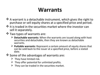 Warrants Financial Instruments investment | PPT