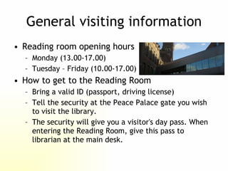 Introduction to the Peace Palace Library | PPT