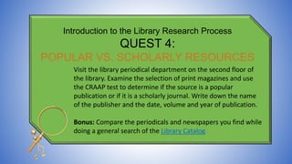 Introduction to the library research process | PPT