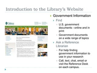 Introduction to the Library's Website | PPT