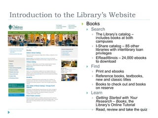 Introduction to the Library's Website | PPTX