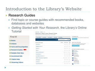 Introduction to the Library's Website | PPTX