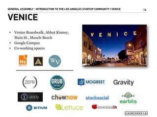 GENERAL ASSEMBLY I INTRODUCTION TO THE LOS ANGELES STARTUP COMMUNITY I SANTA MONICA

SANTA MONICA
• Center of tech communi...