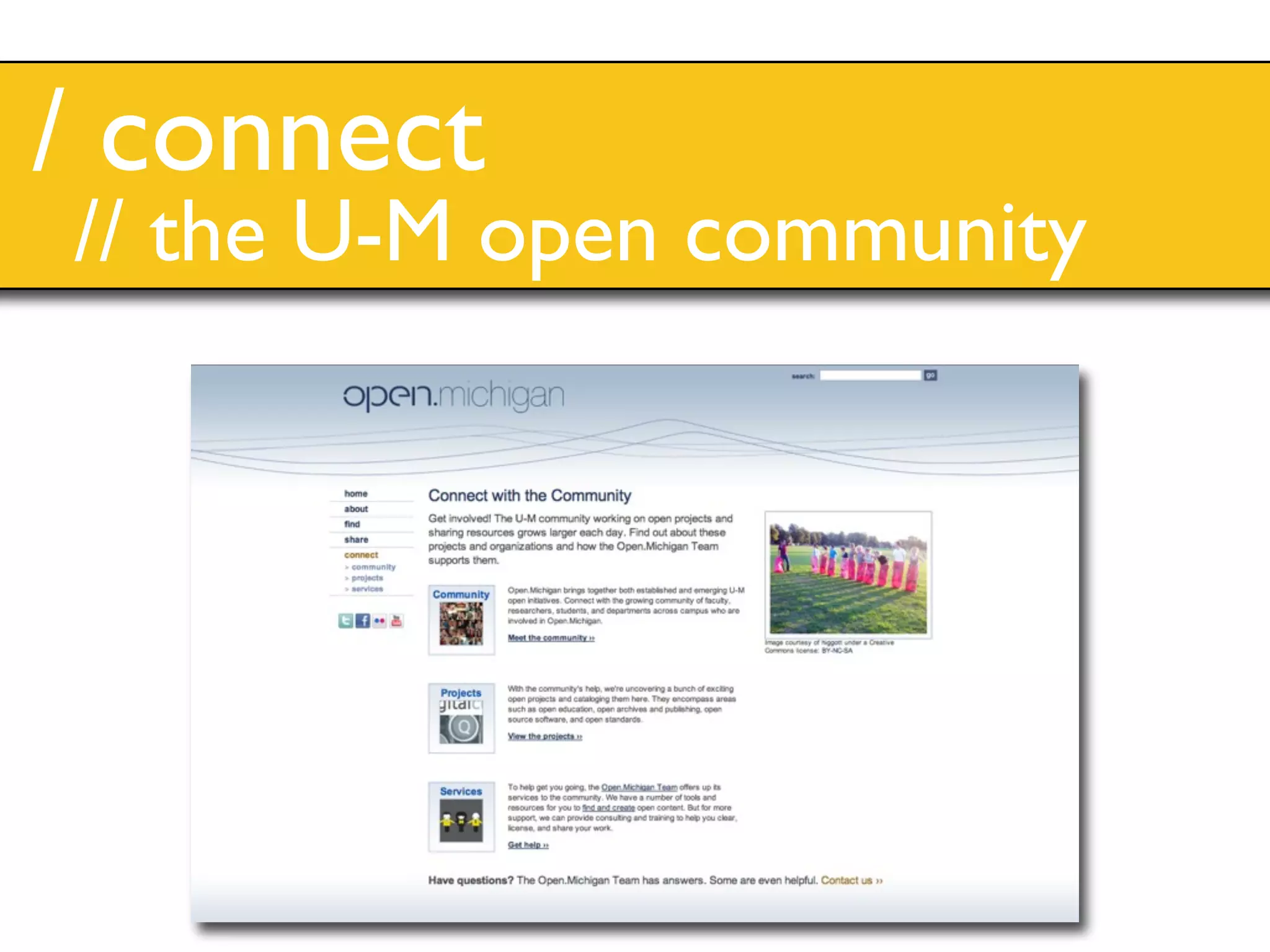 / connect
// the U-M open community
 