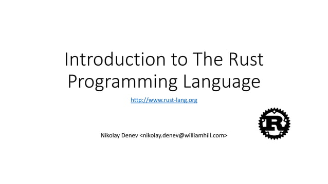 Introduction to the rust programming language | PPT