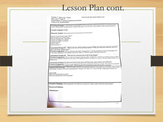 Lesson Plan cont.
 