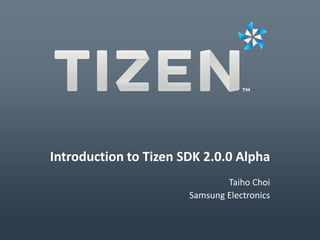 Introduction to Tizen SDK 2.0.0 Alpha
                               Taiho Choi
                       Samsung Electronics
 