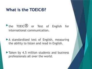 Test Toeic Design Comprehensive Guide to the TOEIC Test: Format, Preparation, and Scoring ...