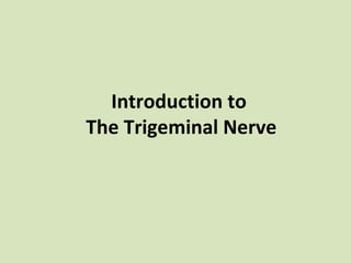 Introduction to
The Trigeminal Nerve

 