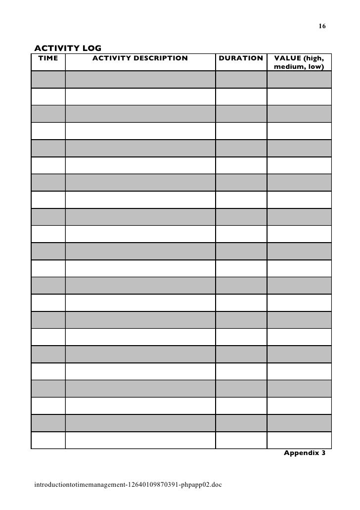 time management log