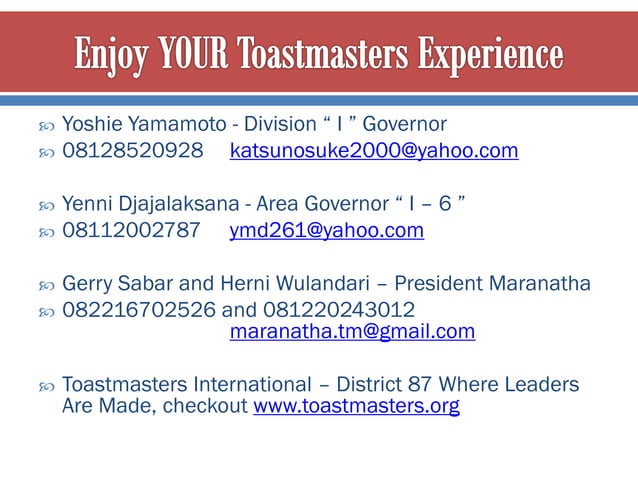 Introduction to Toastmasters | PDF | Business | Business and Finance