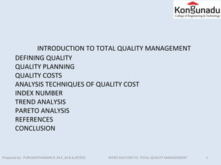 Introduction to total quality management II | PPT