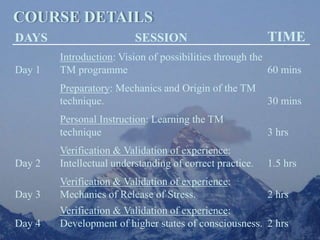 Tm Course INTRODUCTION TO TRANSCENDENTAL MEDITATION | PPSX