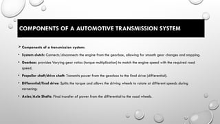 Transmission System Components Computer Comprehensive Overview of Automotive Transmission Systems and ...
