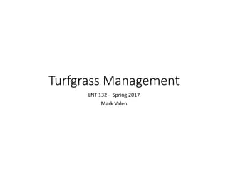 Turfgrass Management
LNT 132 – Spring 2017
Mark Valen
 