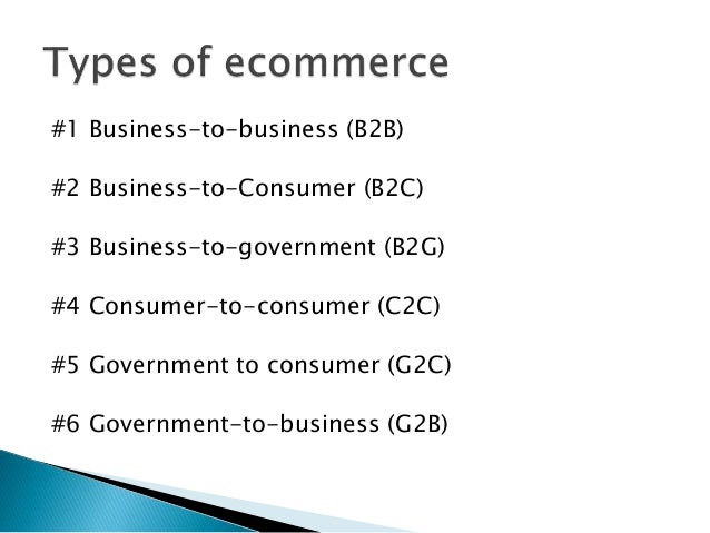 Introduction To Types Of Ecommerce Introduction To Types Of Ecommerce