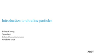 Introduction to ultrafine particles
Tiffany Cheung
Consultant
Tiffany.Cheung@arup.com
November 2020
 