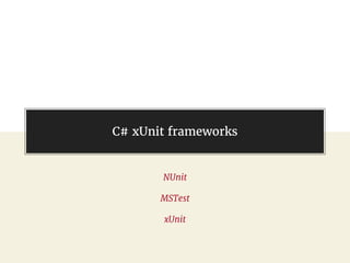 @gil_zilberfeld
C# xUnit frameworks
NUnit
MSTest
xUnit
 