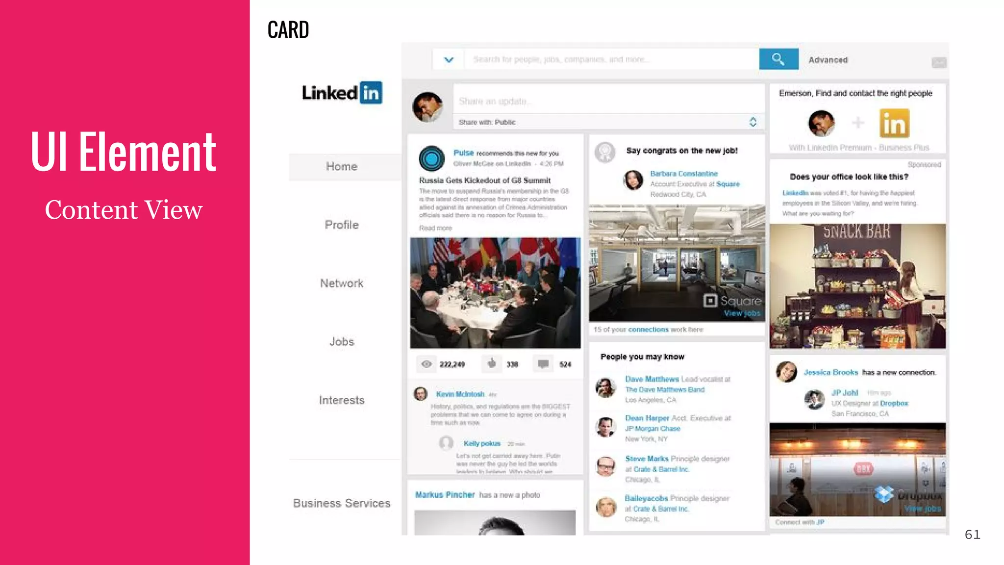 UI Element
Content View
61
CARD
 