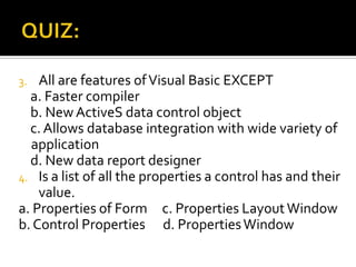Introduction to visual basic 6 (1) | PPTX