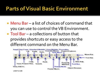 Introduction to visual basic 6 (1) | PPTX